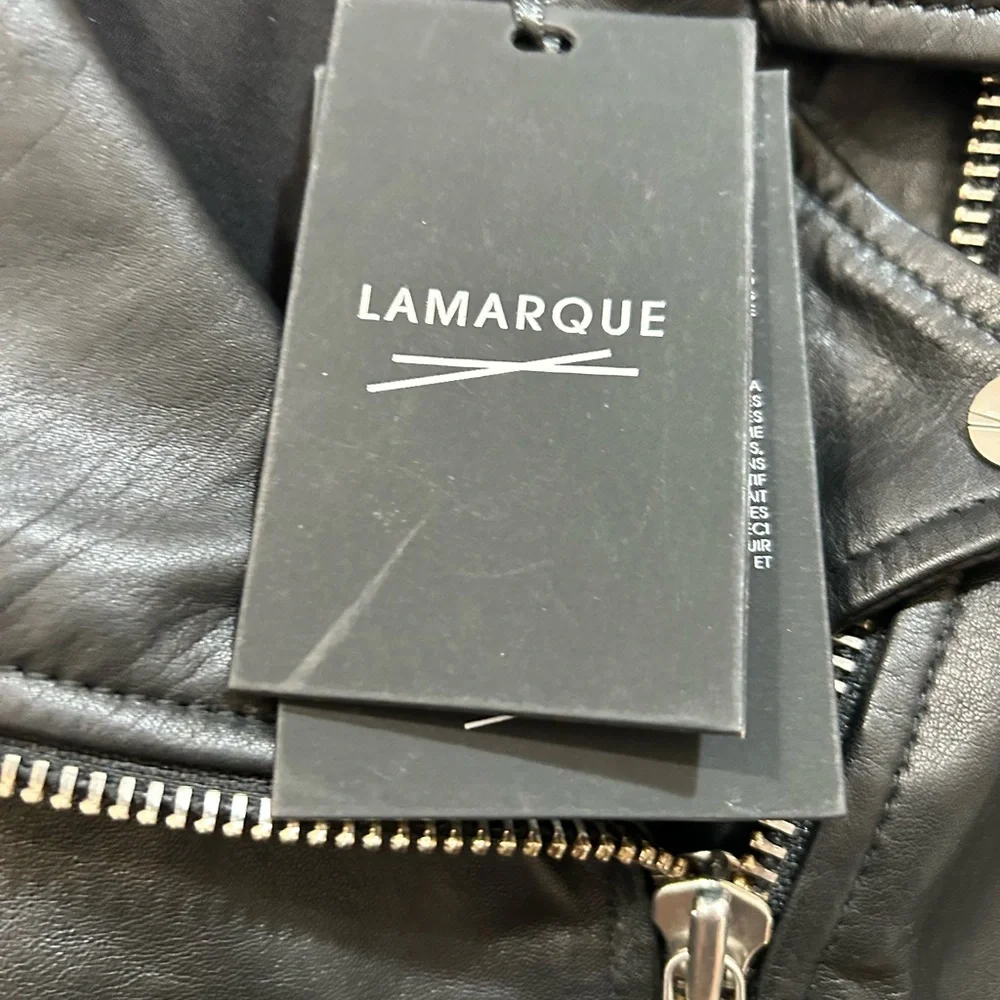 LAMARQUE Black Leather Biker Jacket - Picture 4 of 8